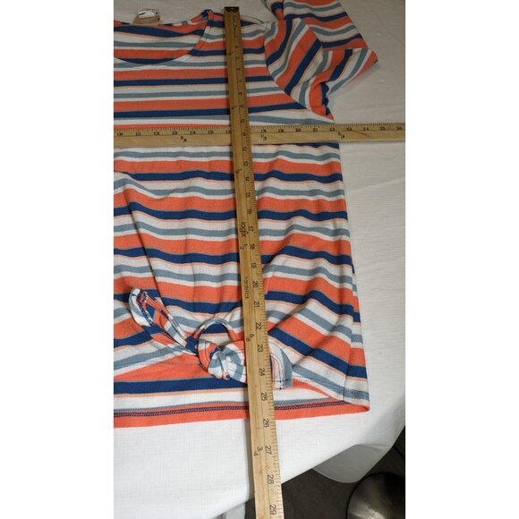Ruby R Women Pullover Orange Blue Side Tie Knit Striped Top Blouse Sz XL (13) - Picture 10 of 13